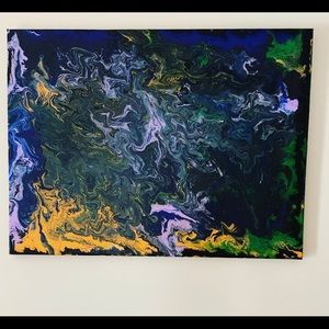 Abstract acrylic painting “Into a black hole”